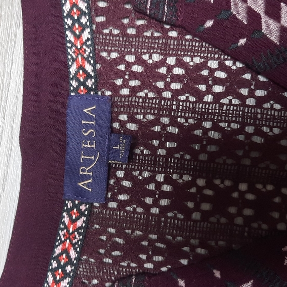 Artesia 3/4 sleeve Wine Goblet Boho Dress size large - Picture 4 of 9